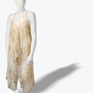 Pool To Party Womens Grecian Kaftan Gold Foil Sleeveless Zabayon One Size NEW